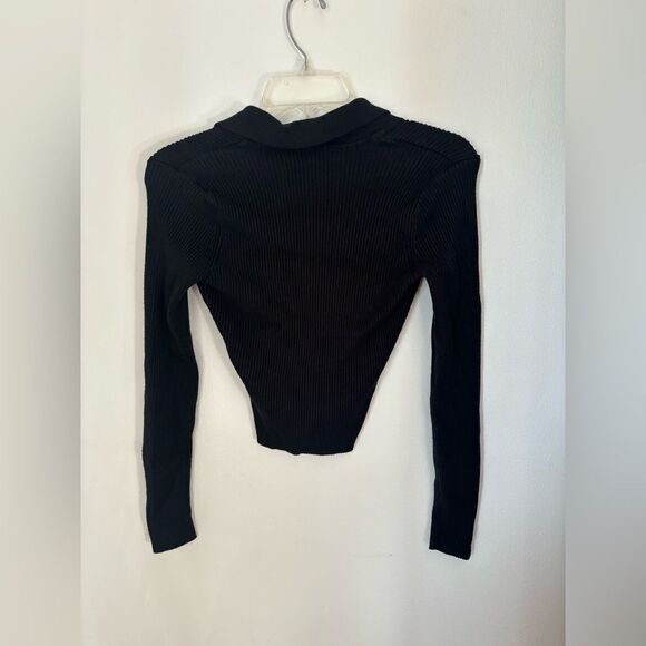 Abercrombie black rib v neck collared sweater size small - Picture 6 of 9